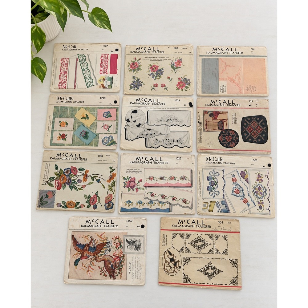 Vintage McCall Kaumagraph Embroidery Transfer Patterns Lot of 11 70s Ephemera